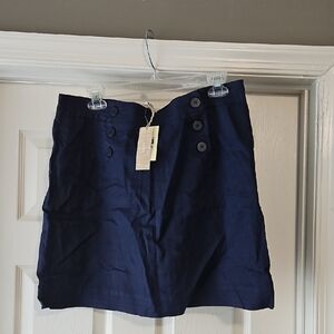 Max Studio Deep Blue Linen Skirt with Button Accents